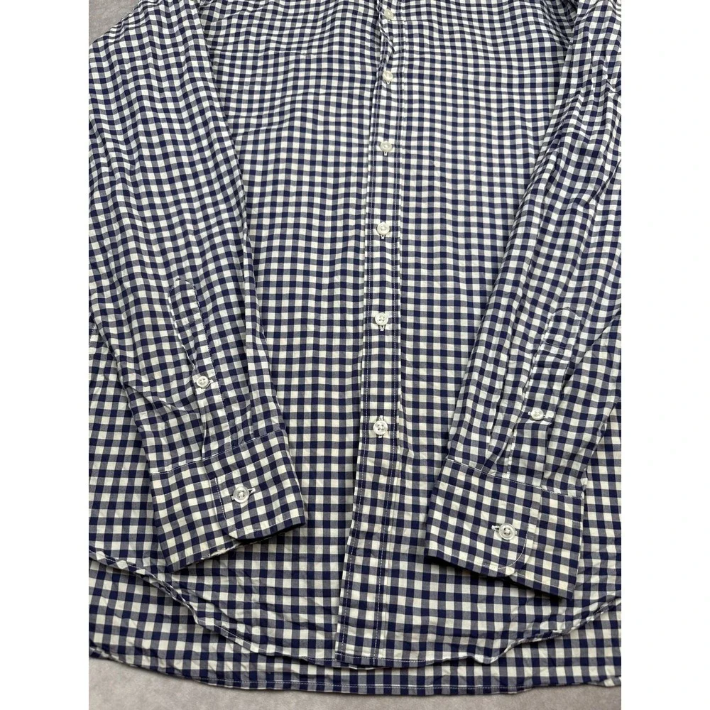 J. Crew Navy and White Gingham Button-Down Shirt